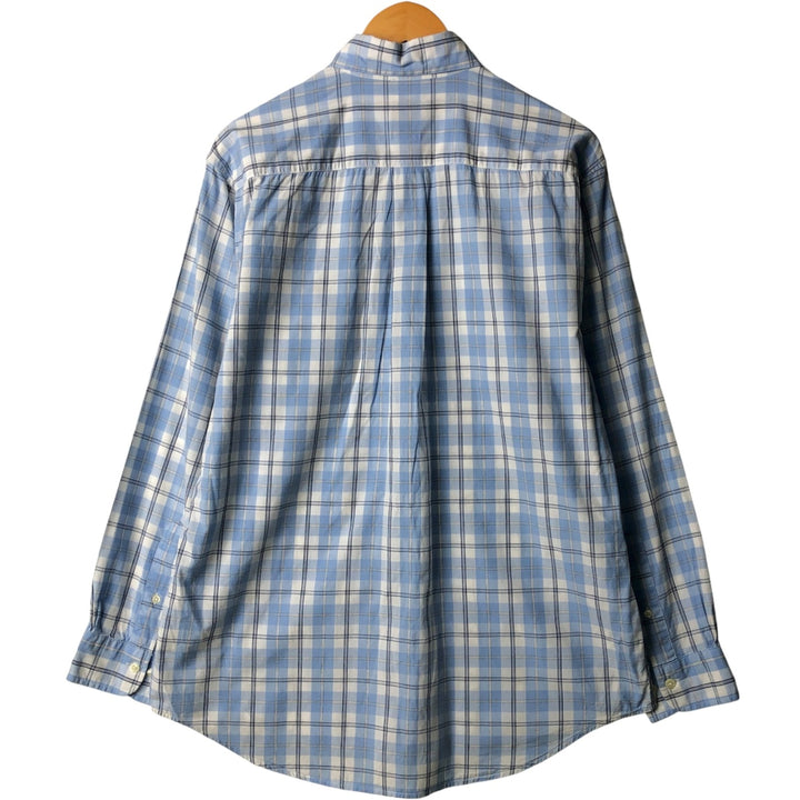 Brooks Brothers 346 Regular Fit Long Sleeve Button-Down Check Shirt, Men's Size Medium cotton Blue type light blue Vintage Second Hand