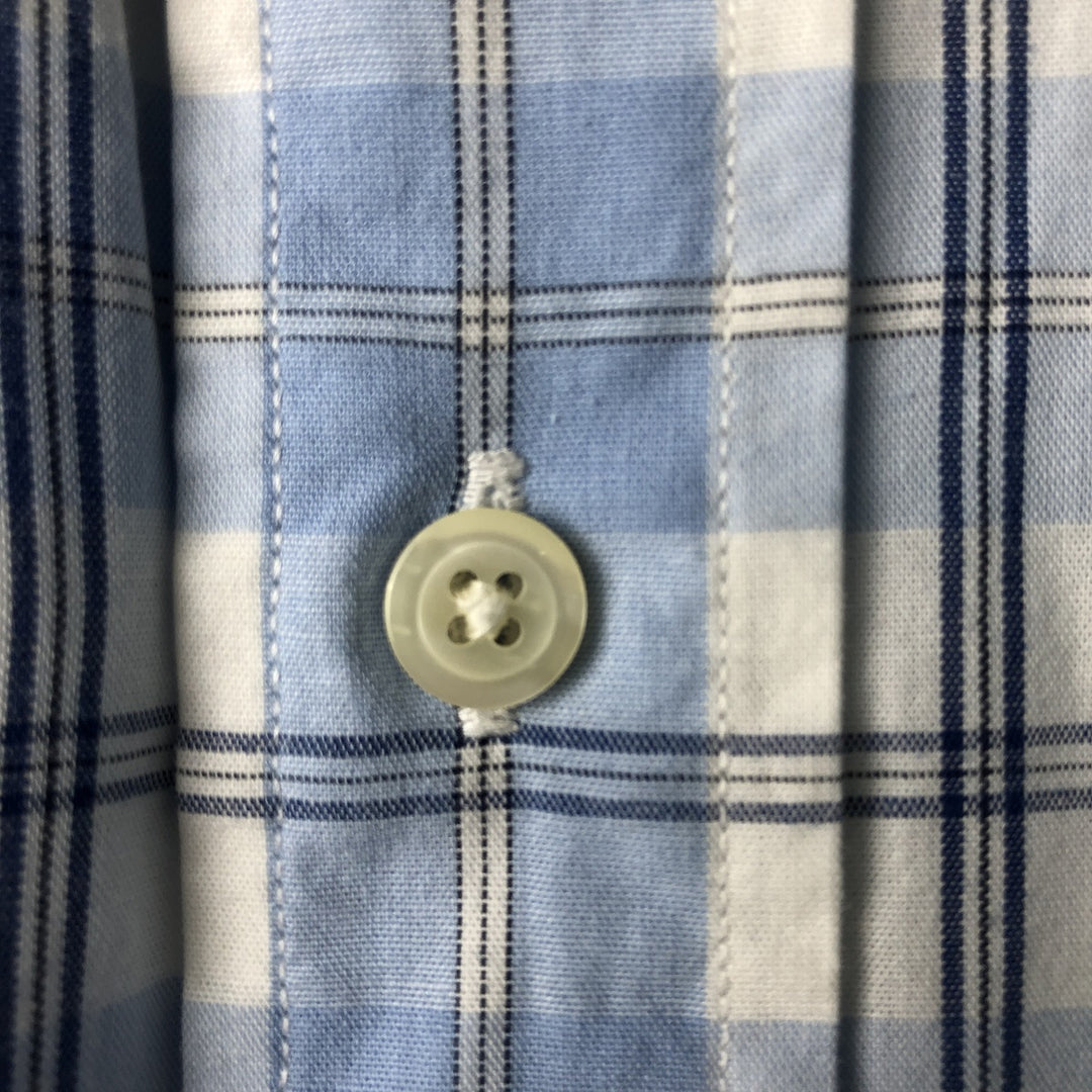 Brooks Brothers 346 Regular Fit Long Sleeve Button-Down Check Shirt, Men's Size Medium cotton Blue type light blue Vintage Second Hand