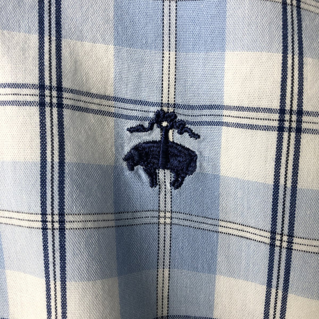 Brooks Brothers 346 Regular Fit Long Sleeve Button-Down Check Shirt, Men's Size Medium cotton Blue type light blue Vintage Second Hand