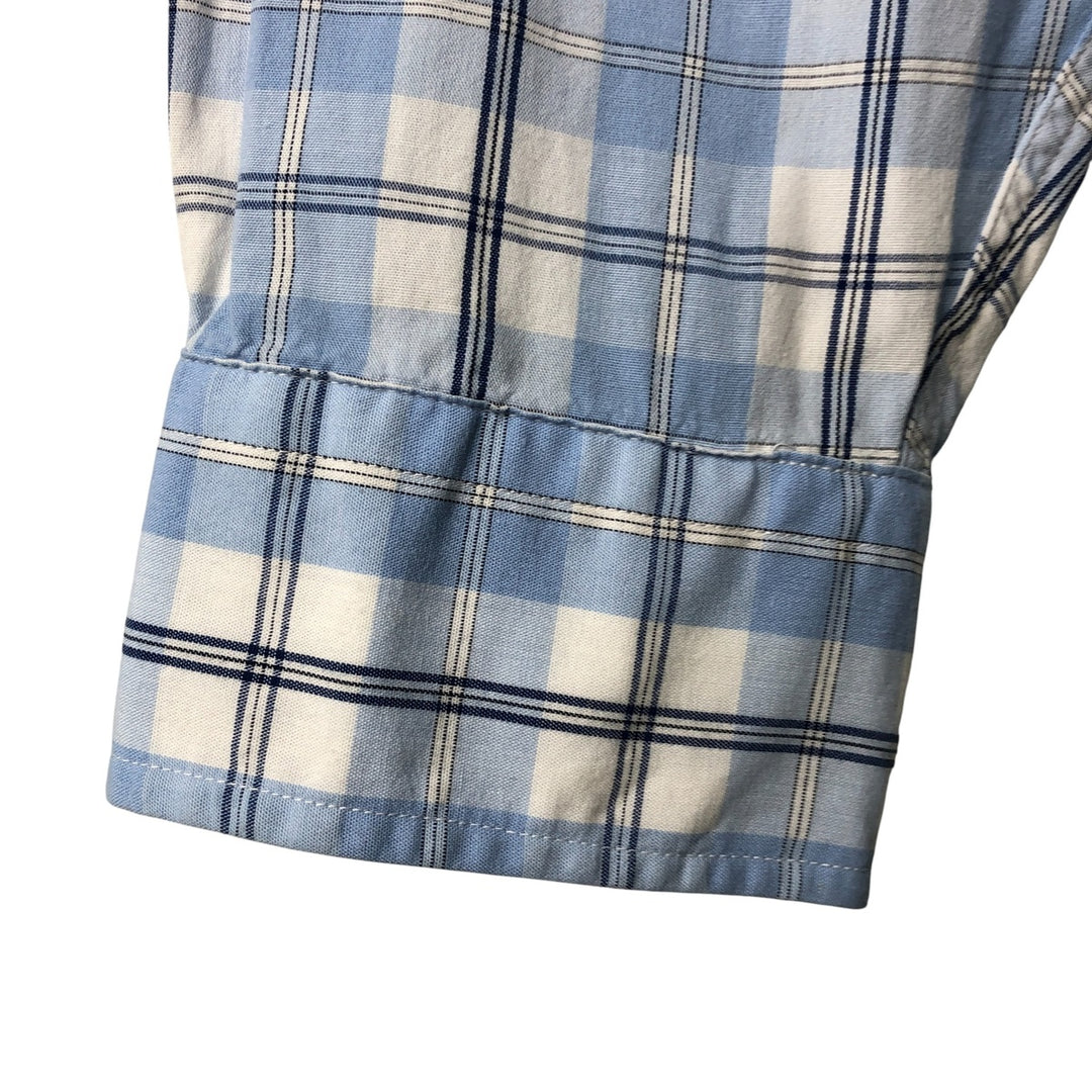 Brooks Brothers 346 Regular Fit Long Sleeve Button-Down Check Shirt, Men's Size Medium cotton Blue type light blue Vintage Second Hand