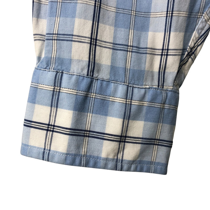 Brooks Brothers 346 Regular Fit Long Sleeve Button-Down Check Shirt, Men's Size Medium cotton Blue type light blue Vintage Second Hand