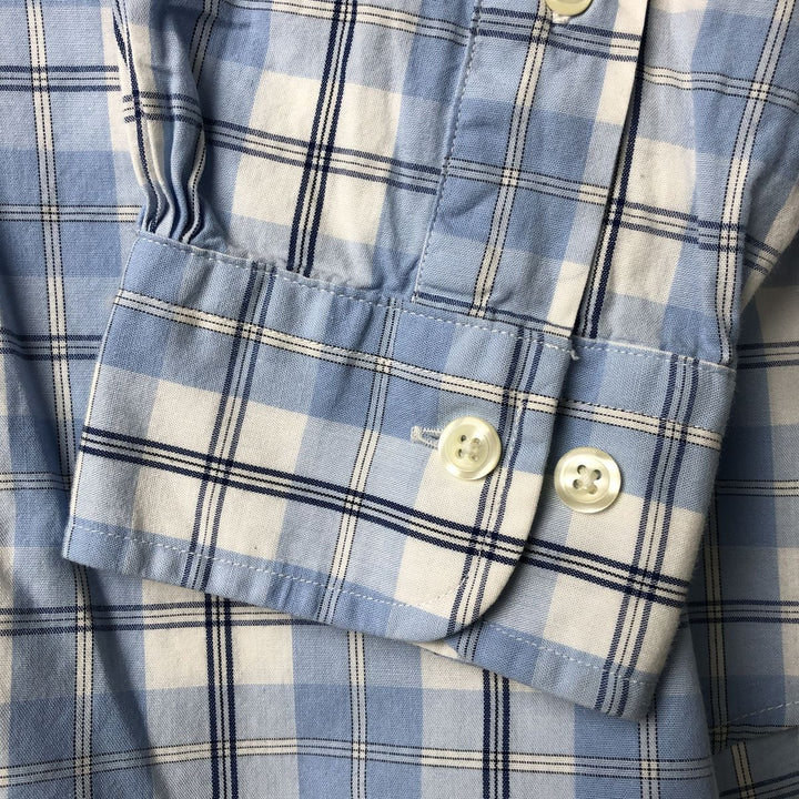 Brooks Brothers 346 Regular Fit Long Sleeve Button-Down Check Shirt, Men's Size Medium cotton Blue type light blue Vintage Second Hand