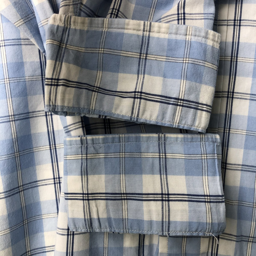 Brooks Brothers 346 Regular Fit Long Sleeve Button-Down Check Shirt, Men's Size Medium cotton Blue type light blue Vintage Second Hand