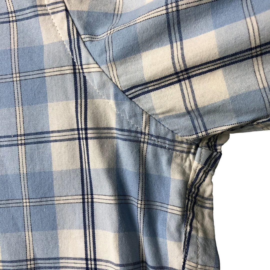 Brooks Brothers 346 Regular Fit Long Sleeve Button-Down Check Shirt, Men's Size Medium cotton Blue type light blue Vintage Second Hand