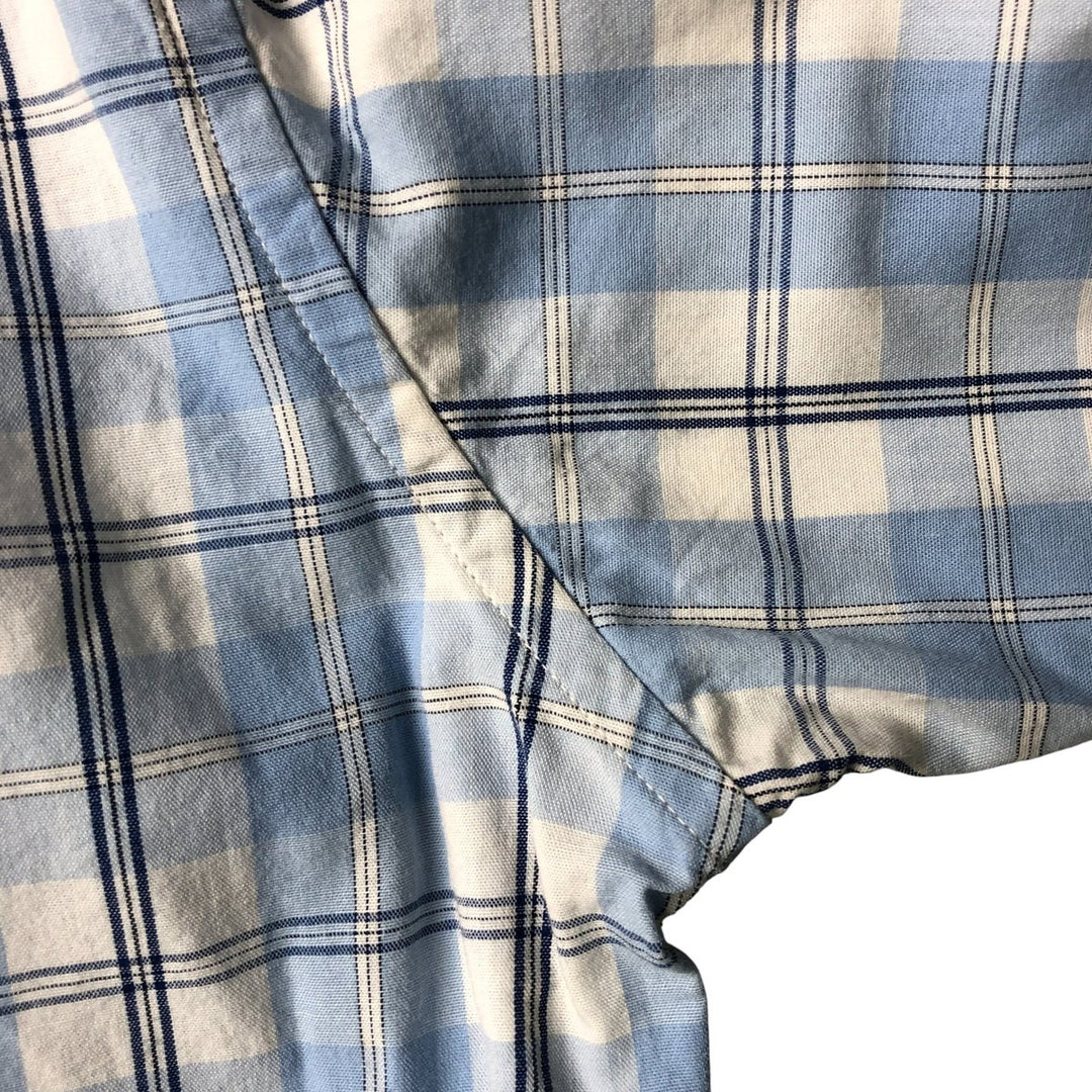 Brooks Brothers 346 Regular Fit Long Sleeve Button-Down Check Shirt, Men's Size Medium cotton Blue type light blue Vintage Second Hand
