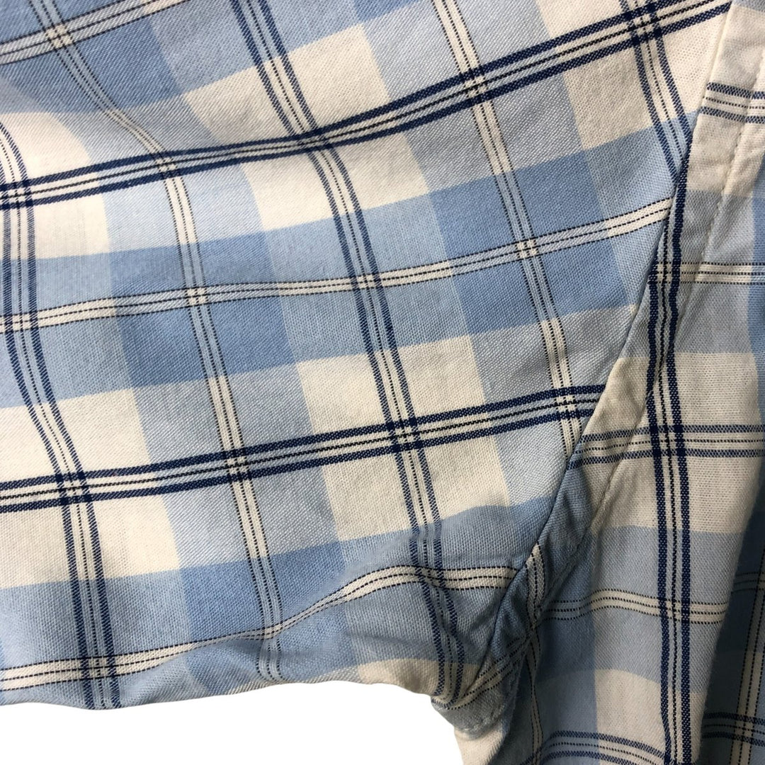 Brooks Brothers 346 Regular Fit Long Sleeve Button-Down Check Shirt, Men's Size Medium cotton Blue type light blue Vintage Second Hand