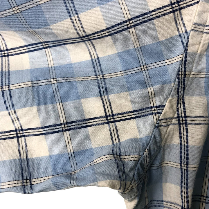 Brooks Brothers 346 Regular Fit Long Sleeve Button-Down Check Shirt, Men's Size Medium cotton Blue type light blue Vintage Second Hand