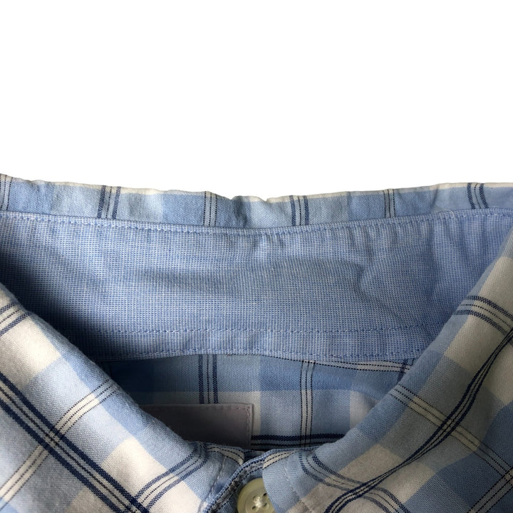 Brooks Brothers 346 Regular Fit Long Sleeve Button-Down Check Shirt, Men's Size Medium cotton Blue type light blue Vintage Second Hand