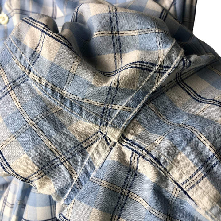 Brooks Brothers 346 Regular Fit Long Sleeve Button-Down Check Shirt, Men's Size Medium cotton Blue type light blue Vintage Second Hand