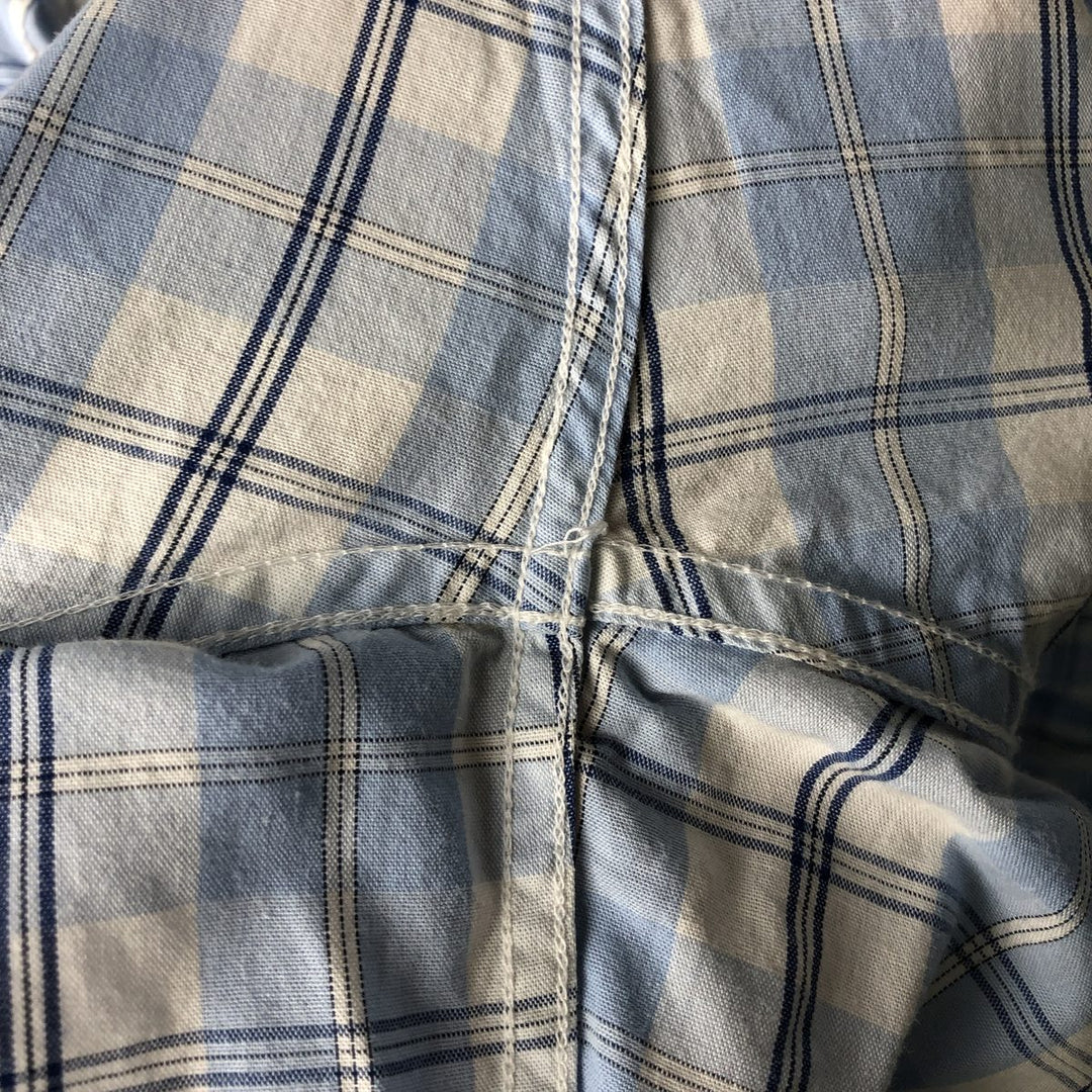 Brooks Brothers 346 Regular Fit Long Sleeve Button-Down Check Shirt, Men's Size Medium cotton Blue type light blue Vintage Second Hand