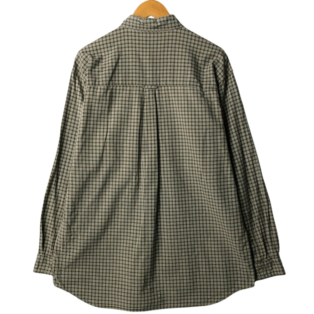 2000'S Columbia long-sleeved button-down check shirt, men's size L cotton Khaki type Vintage Second Hand