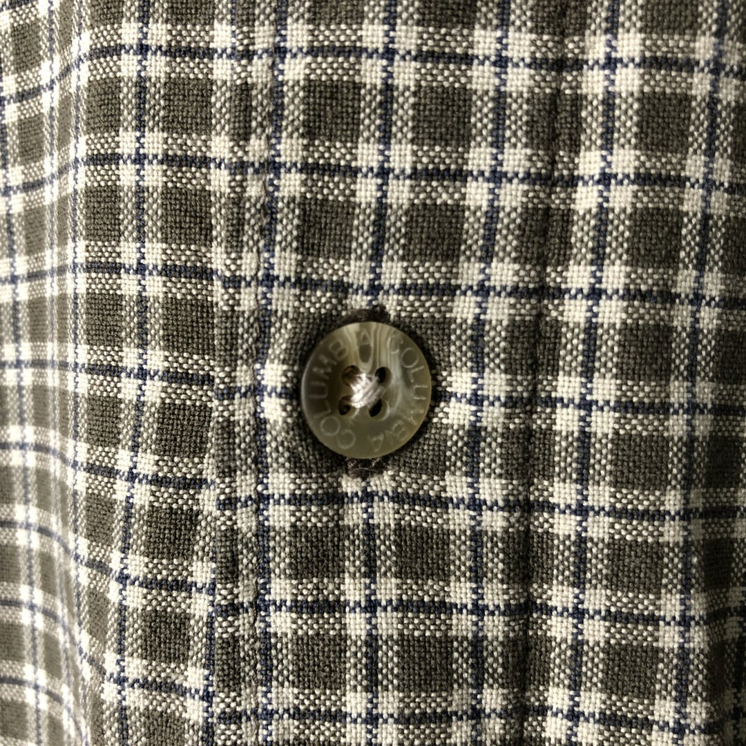 2000'S Columbia long-sleeved button-down check shirt, men's size L cotton Khaki type Vintage Second Hand