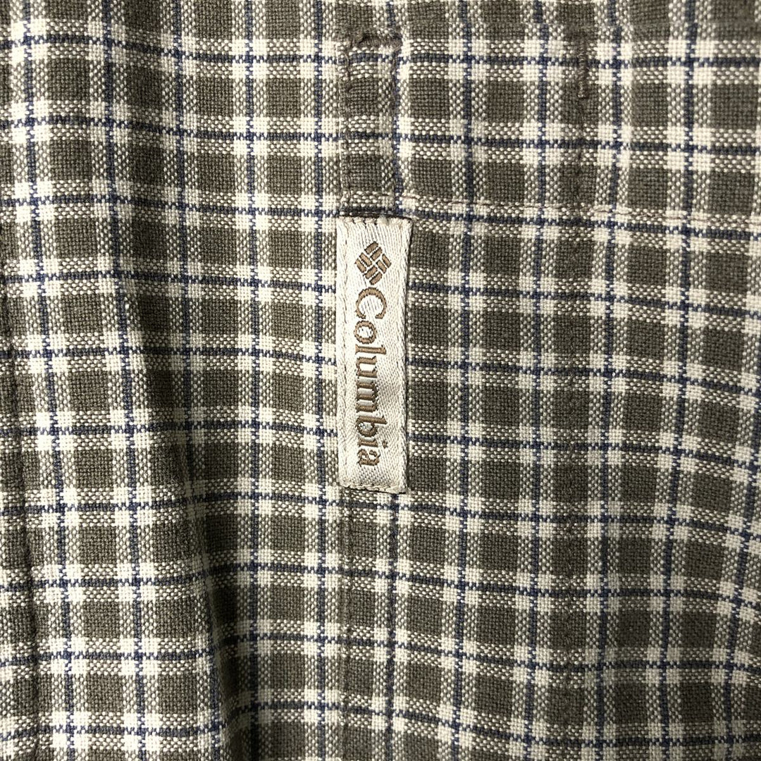 2000'S Columbia long-sleeved button-down check shirt, men's size L cotton Khaki type Vintage Second Hand
