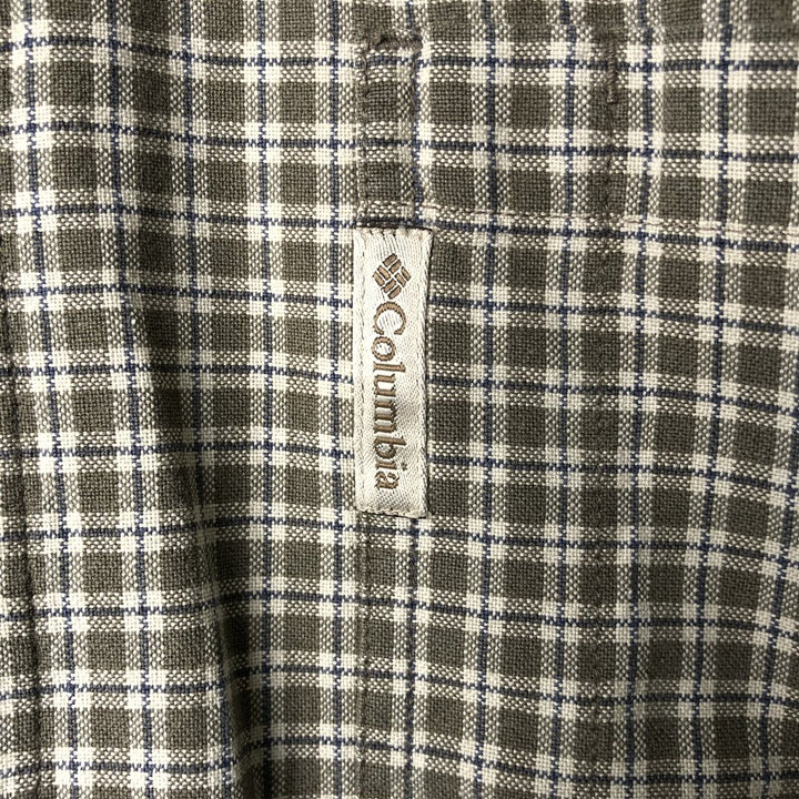 2000'S Columbia long-sleeved button-down check shirt, men's size L cotton Khaki type Vintage Second Hand