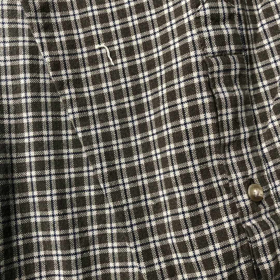 2000'S Columbia long-sleeved button-down check shirt, men's size L cotton Khaki type Vintage Second Hand