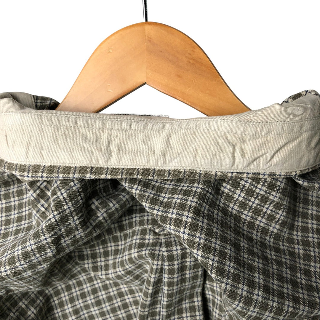 2000'S Columbia long-sleeved button-down check shirt, men's size L cotton Khaki type Vintage Second Hand