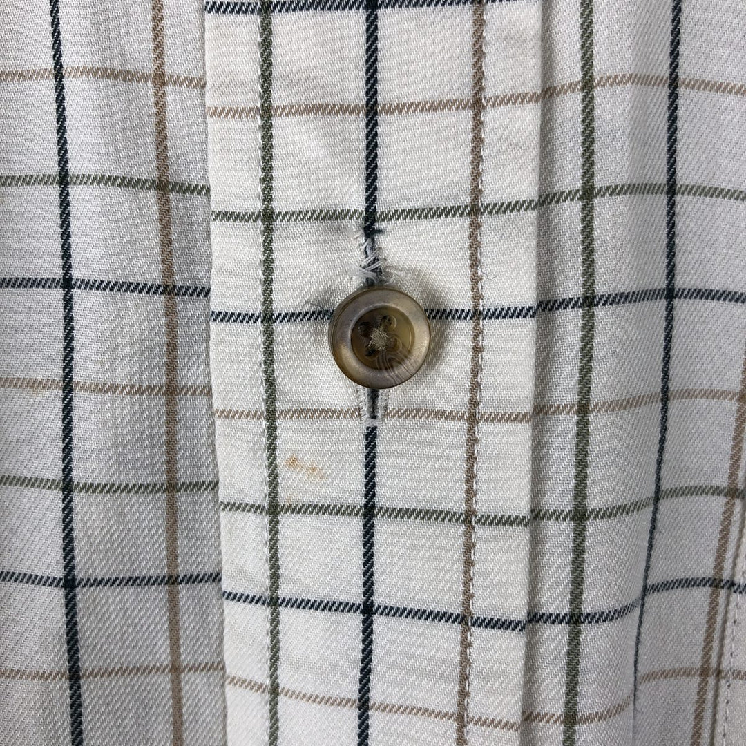 LLBean Long Sleeve Button-Down Check Shirt, Men's Size M cotton Beige type Vintage Second Hand