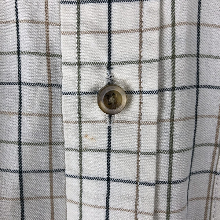 LLBean Long Sleeve Button-Down Check Shirt, Men's Size M cotton Beige type Vintage Second Hand