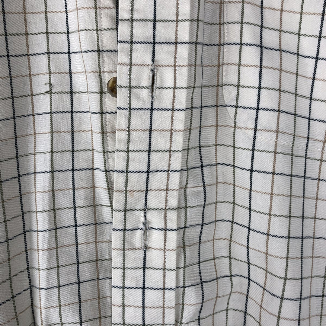LLBean Long Sleeve Button-Down Check Shirt, Men's Size M cotton Beige type Vintage Second Hand