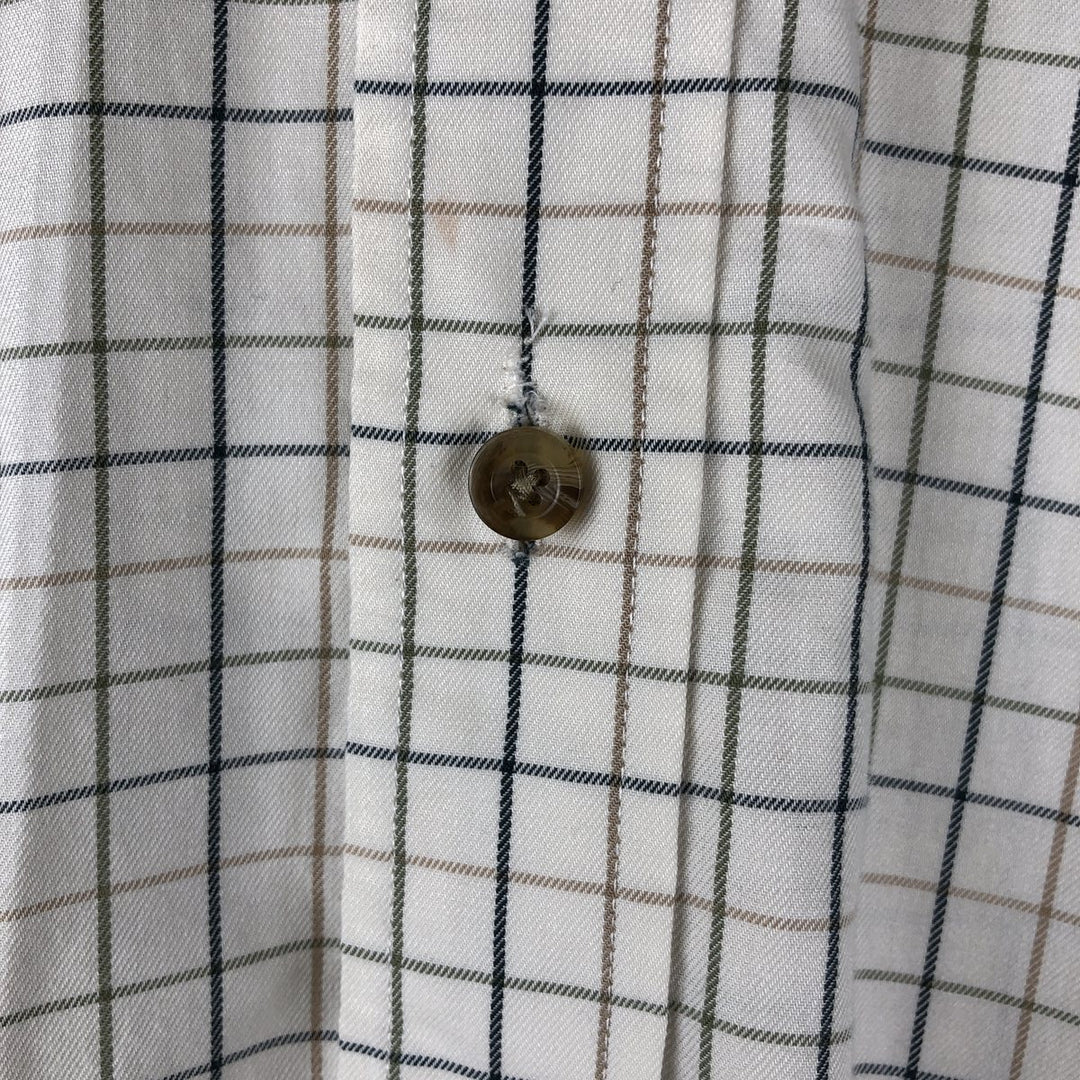 LLBean Long Sleeve Button-Down Check Shirt, Men's Size M cotton Beige type Vintage Second Hand