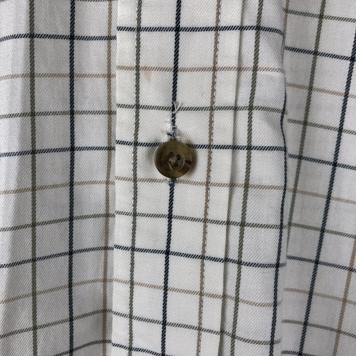LLBean Long Sleeve Button-Down Check Shirt, Men's Size M cotton Beige type Vintage Second Hand