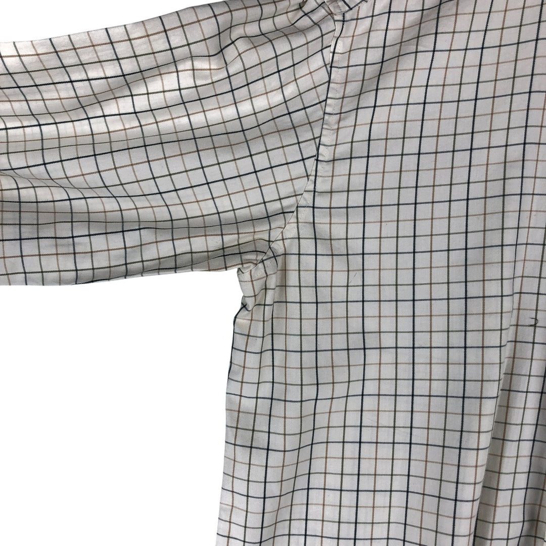 LLBean Long Sleeve Button-Down Check Shirt, Men's Size M cotton Beige type Vintage Second Hand