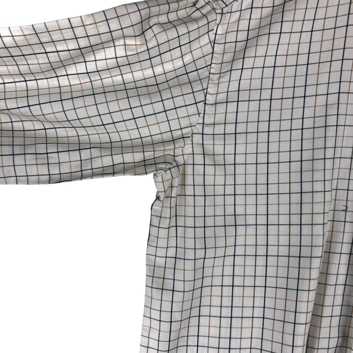 LLBean Long Sleeve Button-Down Check Shirt, Men's Size M cotton Beige type Vintage Second Hand