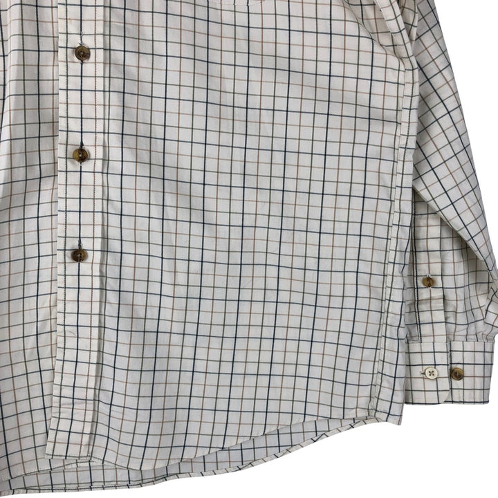 LLBean Long Sleeve Button-Down Check Shirt, Men's Size M cotton Beige type Vintage Second Hand