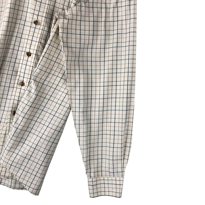 LLBean Long Sleeve Button-Down Check Shirt, Men's Size M cotton Beige type Vintage Second Hand