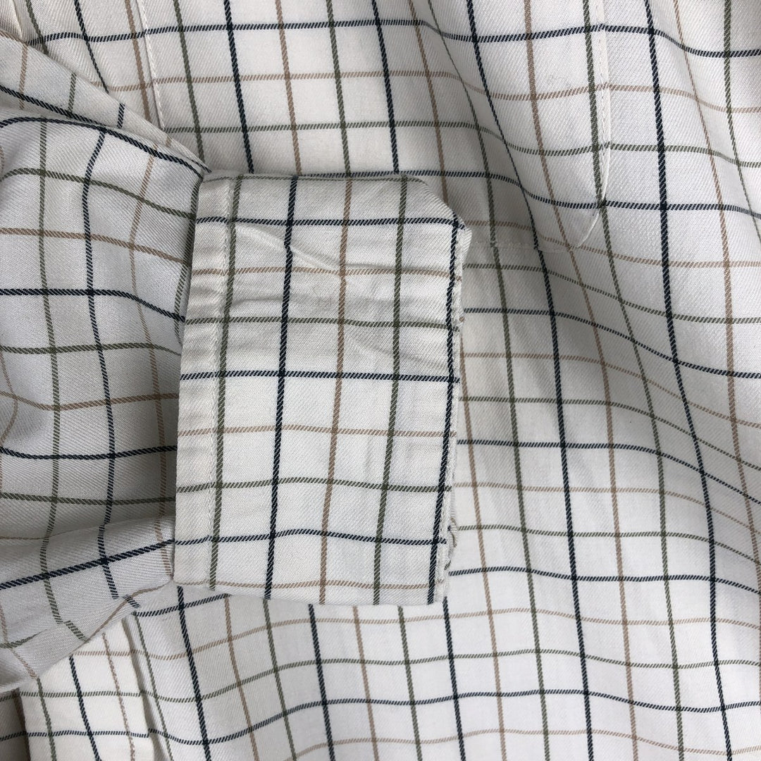 LLBean Long Sleeve Button-Down Check Shirt, Men's Size M cotton Beige type Vintage Second Hand