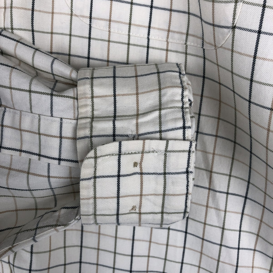 LLBean Long Sleeve Button-Down Check Shirt, Men's Size M cotton Beige type Vintage Second Hand