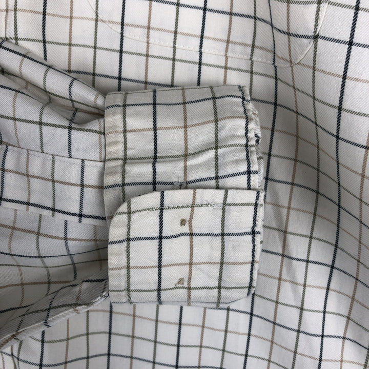 LLBean Long Sleeve Button-Down Check Shirt, Men's Size M cotton Beige type Vintage Second Hand