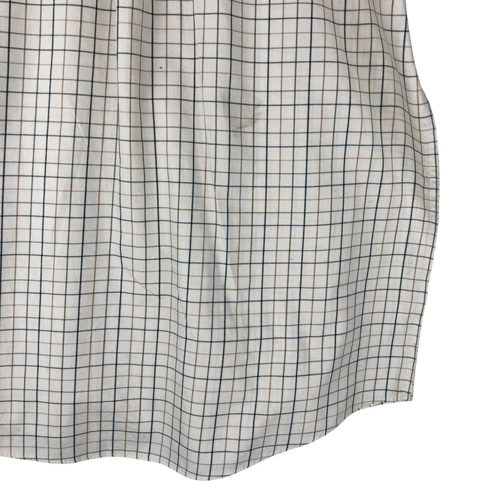 LLBean Long Sleeve Button-Down Check Shirt, Men's Size M cotton Beige type Vintage Second Hand