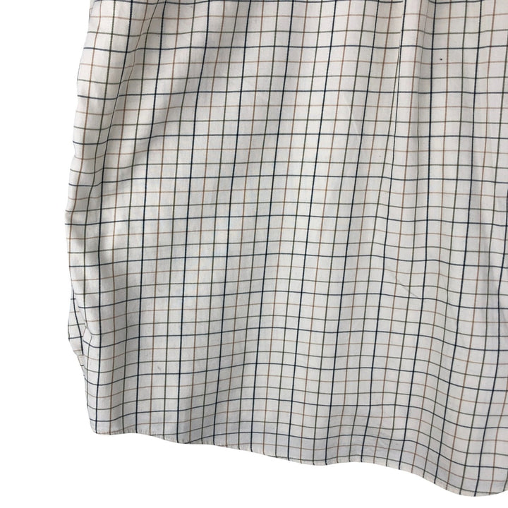 LLBean Long Sleeve Button-Down Check Shirt, Men's Size M cotton Beige type Vintage Second Hand