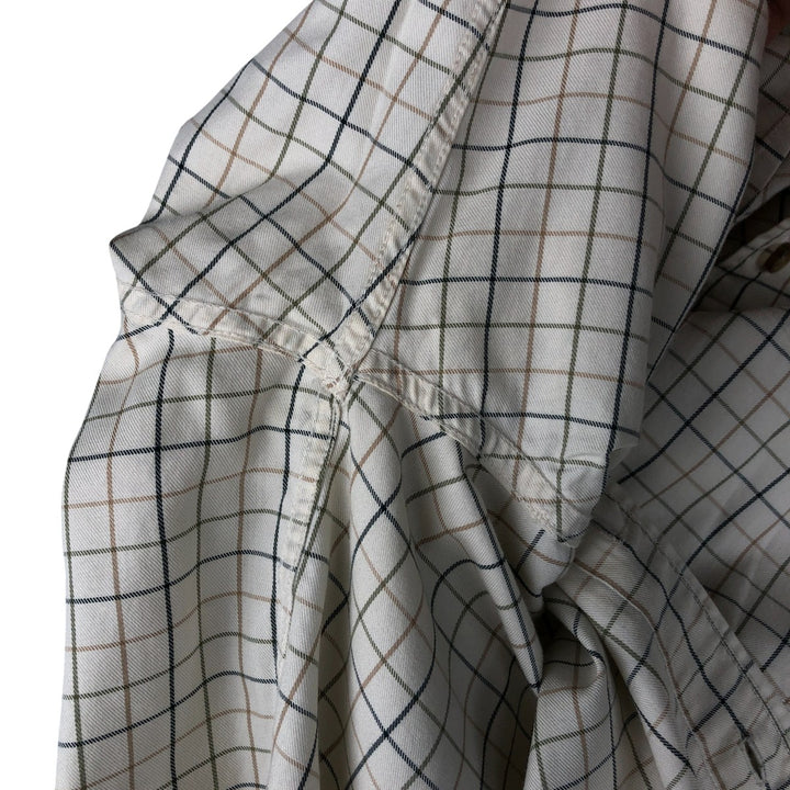 LLBean Long Sleeve Button-Down Check Shirt, Men's Size M cotton Beige type Vintage Second Hand