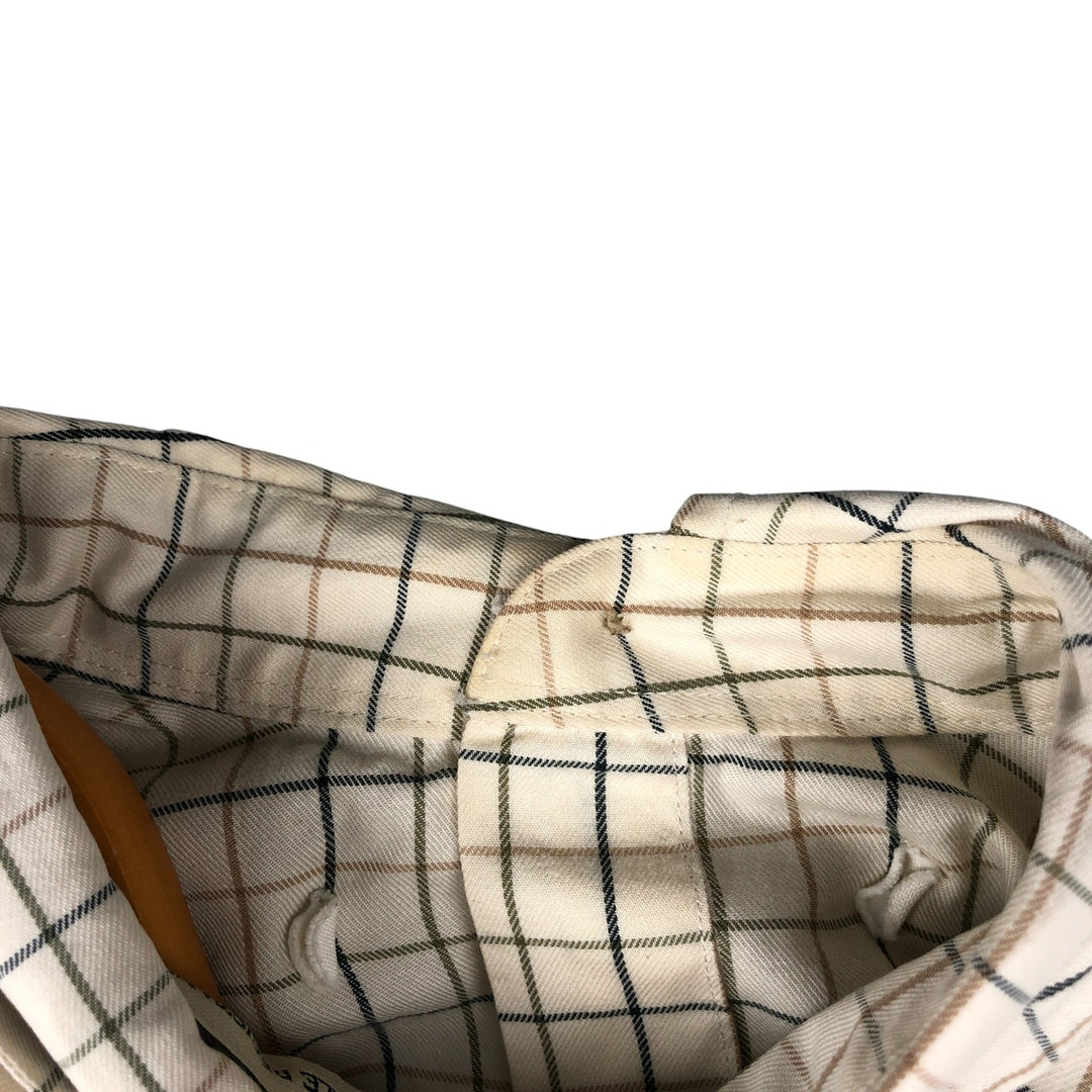 LLBean Long Sleeve Button-Down Check Shirt, Men's Size M cotton Beige type Vintage Second Hand