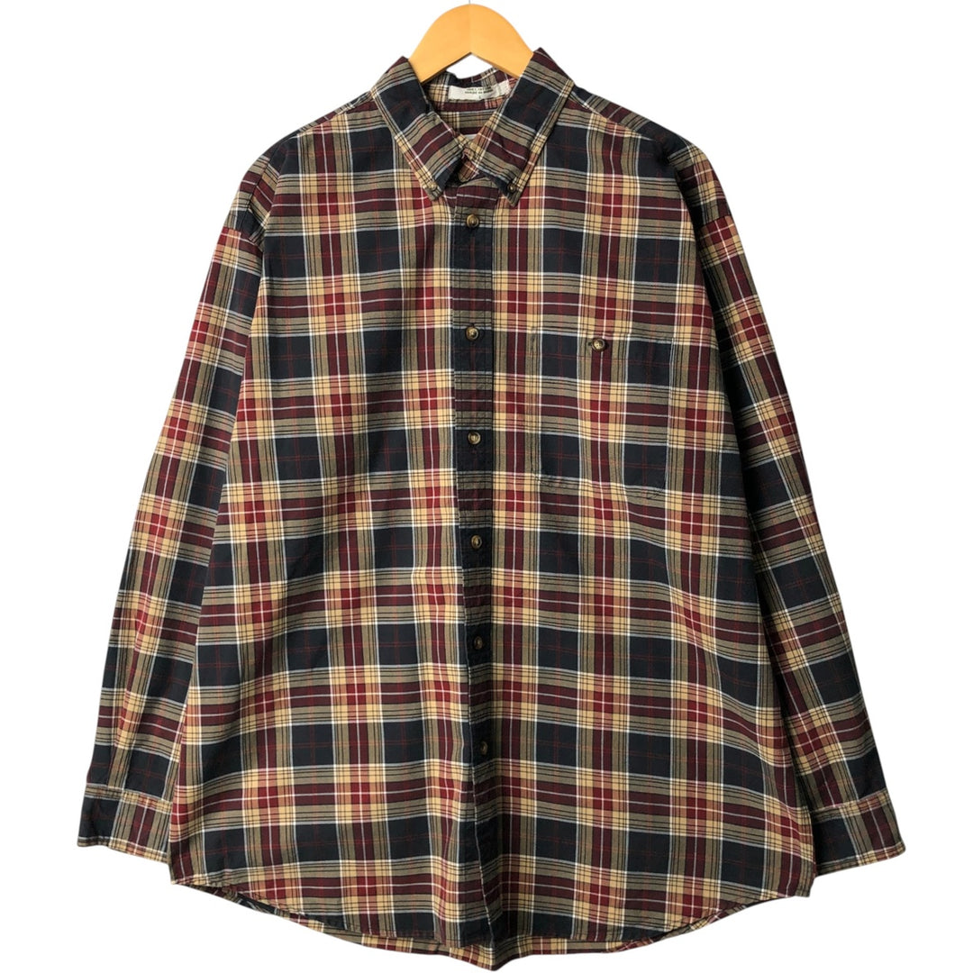 2000'S Orvis long-sleeved button-down check shirt, men's size L cotton black type Vintage Second Hand