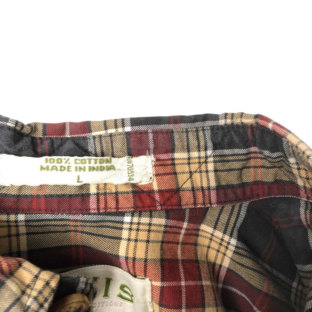 2000'S Orvis long-sleeved button-down check shirt, men's size L cotton black type Vintage Second Hand