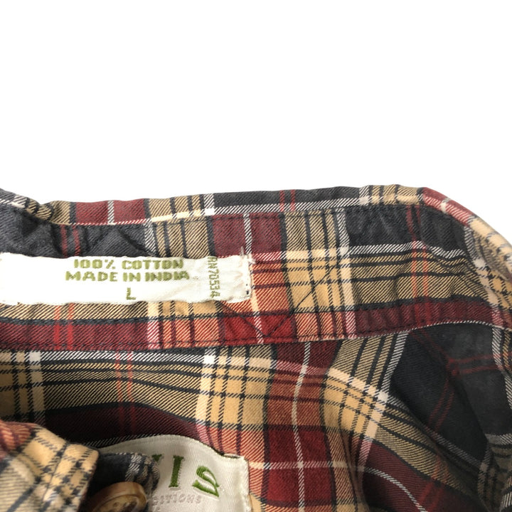 2000'S Orvis long-sleeved button-down check shirt, men's size L cotton black type Vintage Second Hand