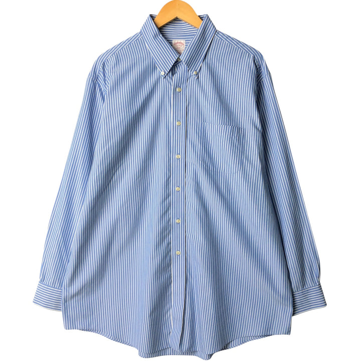 Brooks Brothers 346 Regular Fit Long Sleeve Button-Down Striped Shirt, Men's Size XL cotton Blue type light blue Vintage Second Hand