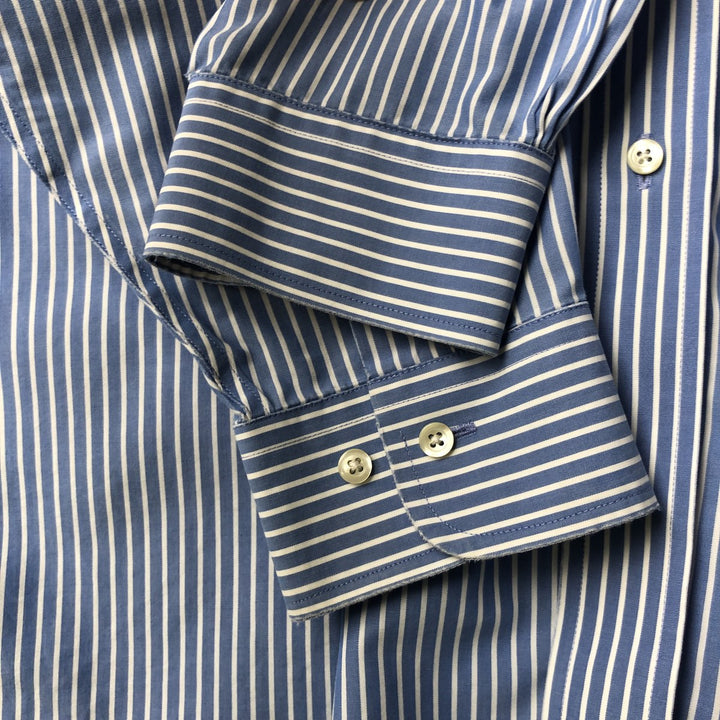 Brooks Brothers 346 Regular Fit Long Sleeve Button-Down Striped Shirt, Men's Size XL cotton Blue type light blue Vintage Second Hand