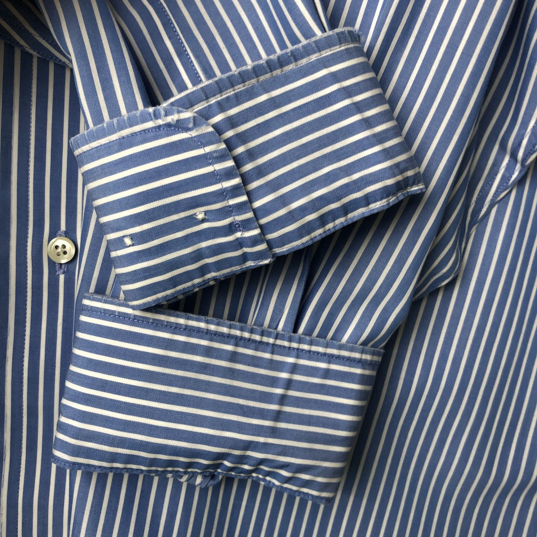 Brooks Brothers 346 Regular Fit Long Sleeve Button-Down Striped Shirt, Men's Size XL cotton Blue type light blue Vintage Second Hand
