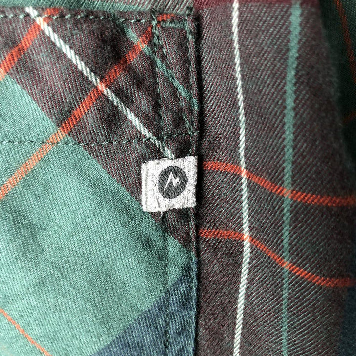 Marmot long-sleeved cotton check shirt, men's size M cotton green type Vintage Second Hand