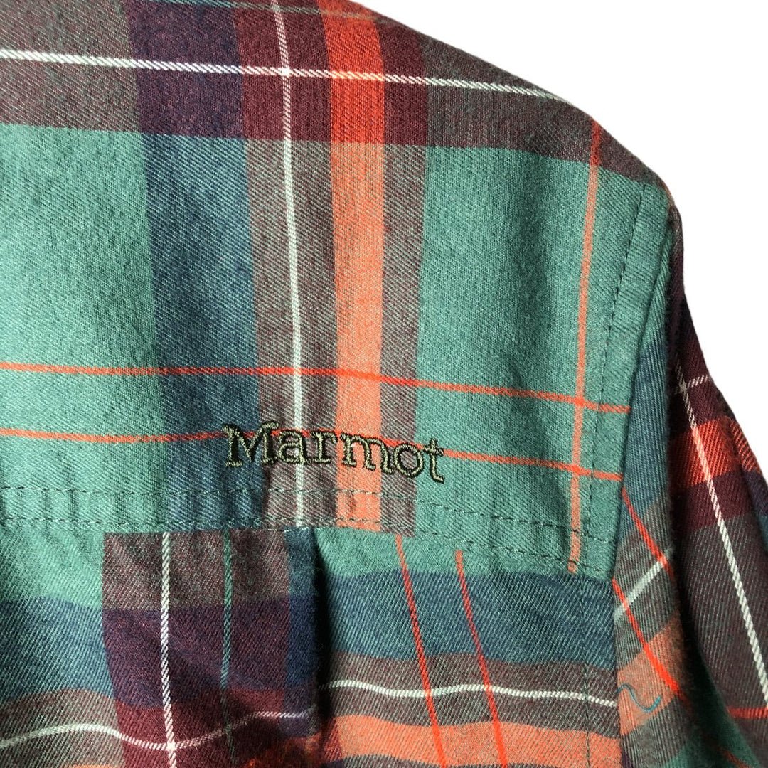Marmot long-sleeved cotton check shirt, men's size M cotton green type Vintage Second Hand