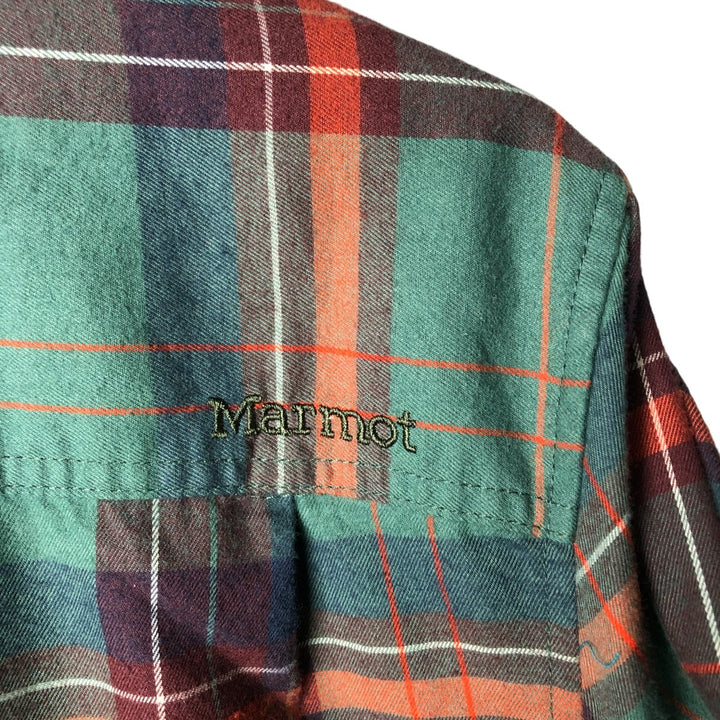 Marmot long-sleeved cotton check shirt, men's size M cotton green type Vintage Second Hand