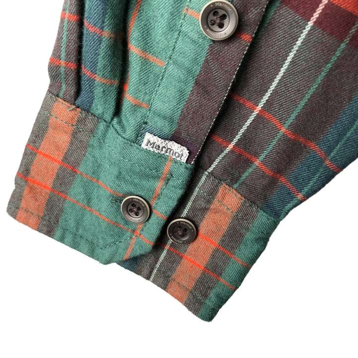 Marmot long-sleeved cotton check shirt, men's size M cotton green type Vintage Second Hand