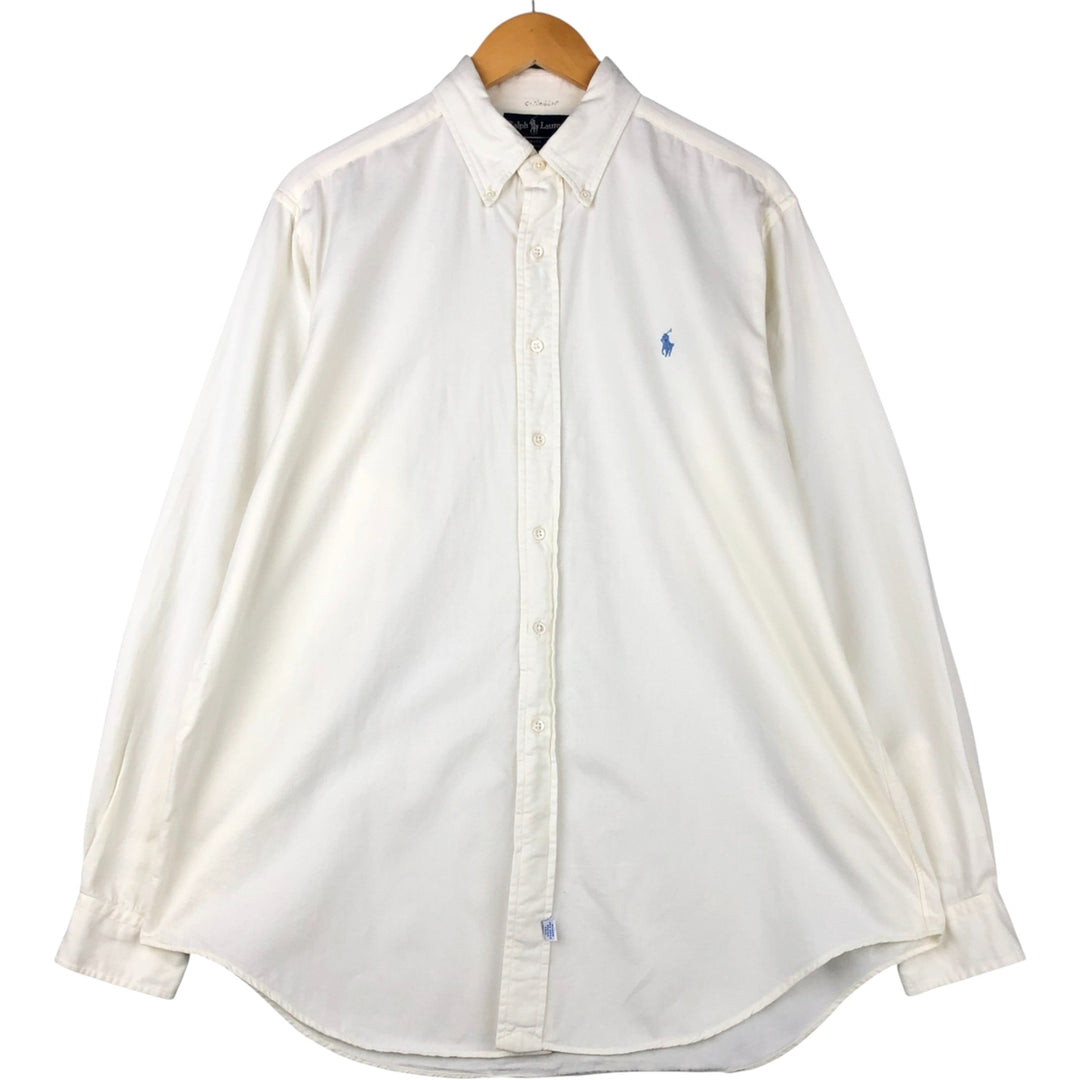 90'S Ralph Lauren long sleeve button down shirt made in USA, men's XL size, vintage cotton white type Vintage Second Hand