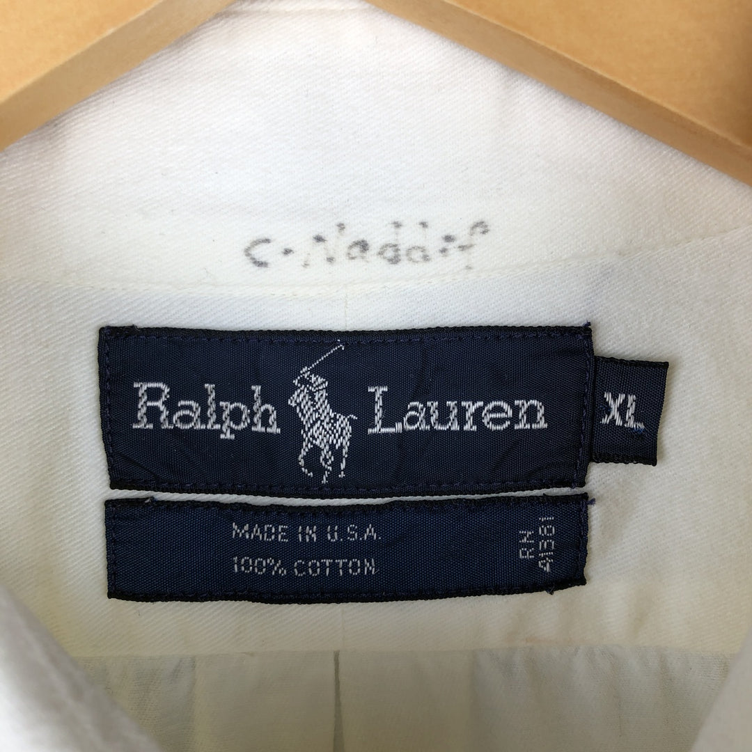 90'S Ralph Lauren long sleeve button down shirt made in USA, men's XL size, vintage cotton white type Vintage Second Hand