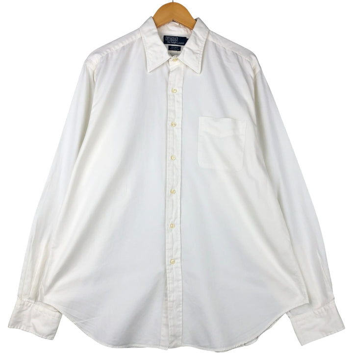Vintage Polo by Ralph Lauren Andrew herringbone long-sleeved cotton shirt, men's size XL. cotton white type Vintage Second Hand