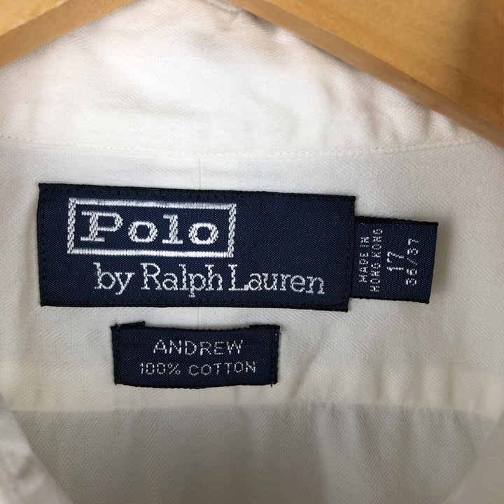 Vintage Polo by Ralph Lauren Andrew herringbone long-sleeved cotton shirt, men's size XL. cotton white type Vintage Second Hand